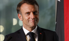 Emmanuel Macron à Port Moresby le 28 juillet. ( AFP / LUDOVIC MARIN )