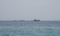 Navires près du détroit d'Ormuz, vus depuis Musandam