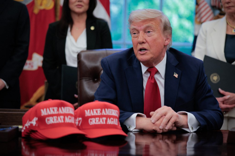 Donald Trump à Washington, aux États-Unis, le 23 avril 2025. ( GETTY IMAGES NORTH AMERICA / CHIP SOMODEVILLA )