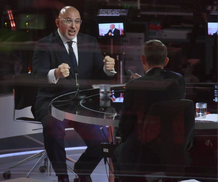 Britain's COVID-19 Vaccine Deployment Minister Nadhim Zahawi appears on BBC TV's The Andrew Marr Show in London