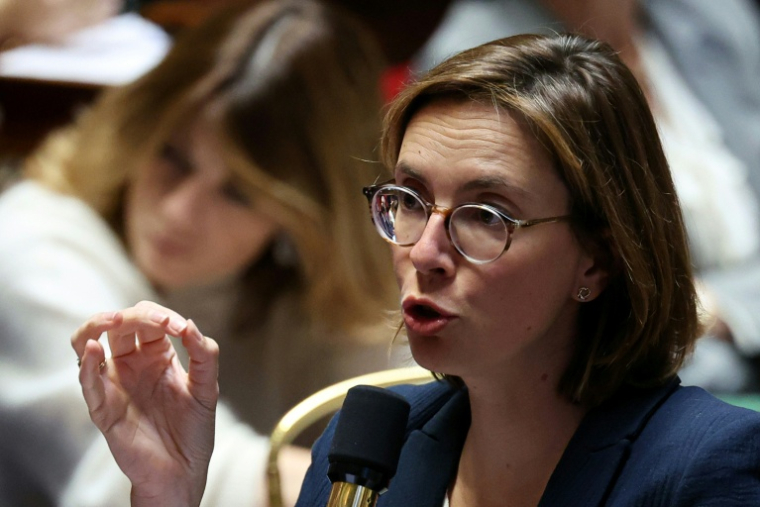 La ministre des Comptes publics Amélie de Montchalin à l'Assemblée nationale, le 21 octobre 2025, à Paris ( AFP / Anne-Christine POUJOULAT )