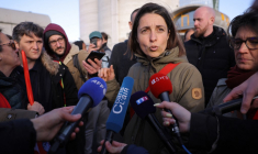 Sophie Binet à Ivry-sur-Seine, le 13 avril 2023. ( AFP / THOMAS SAMSON )