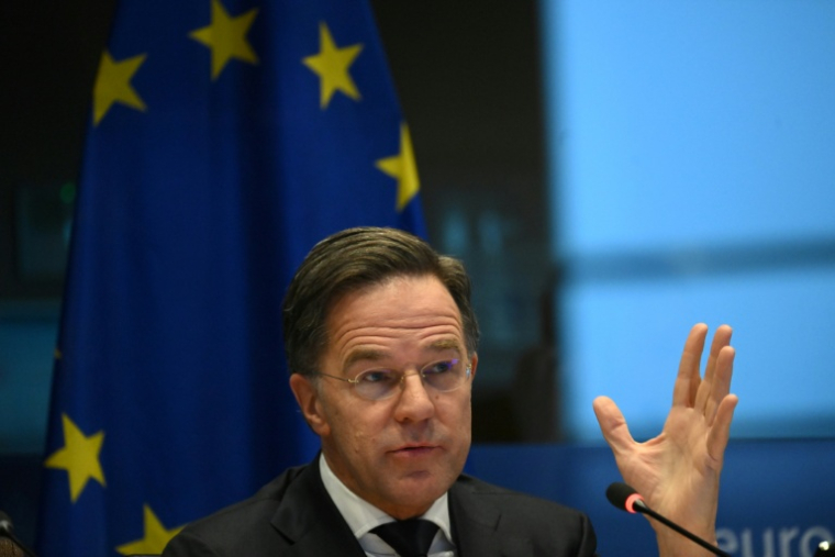 Le secrétaire général de l'Otan Mark Rutte lors d'une réunion de la Commission de sécurité et de défense au Parlement européen à Bruxelles le 26 janvier 2026 ( AFP / Nicolas TUCAT )