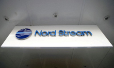 Photo d'archives du logo de Nord Stream au siège de Nord Stream AG à Zug, en Suisse