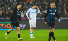 Le capitaine de Marseille Leonardo Balerdi après la défaite de son équipe à Bruges, en Liguee des champions, le 28 janvier 2026 ( AFP / NICOLAS TUCAT )