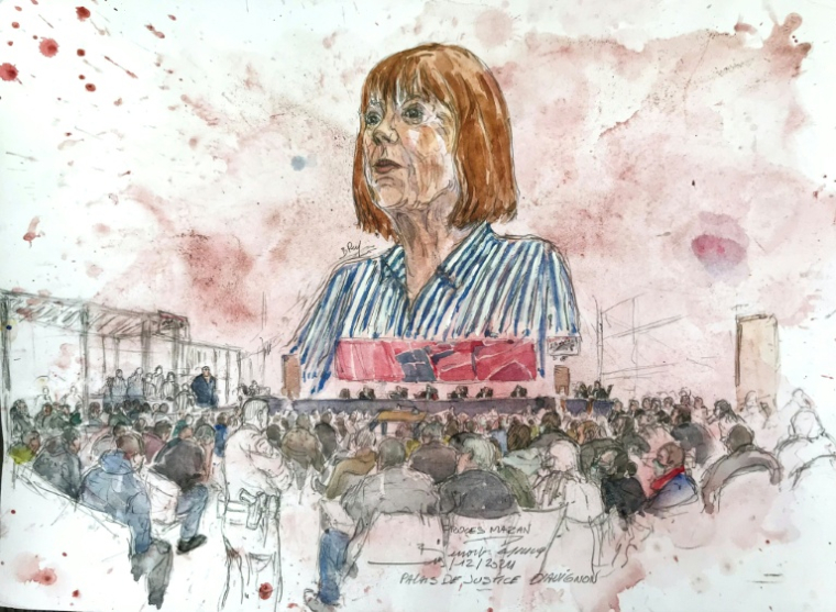 Un croquis de Gisèle Pelicot lors de l'audience qui a condamné son ex-mari à la peine maximale de 20 ans de prison, le 19 décembre 2024, à Avignon ( AFP / Benoit PEYRUCQ )