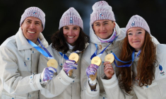 Biathlon - Cérémonie de victoire du relais mixte