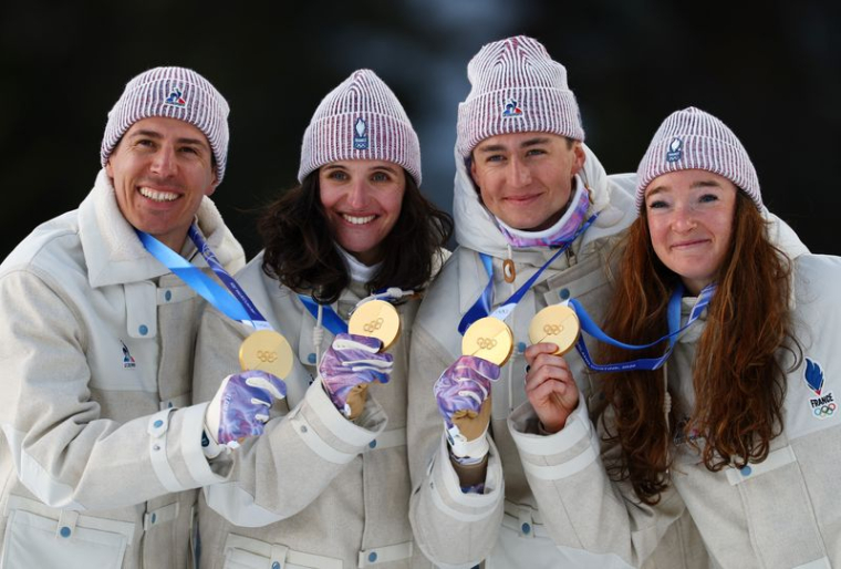 Biathlon - Cérémonie de victoire du relais mixte