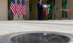 e secrétaire d'État américain Marco Rubio à l'ambassade américaine en Inde à New Delhi le 23 mai 2026. ( POOL / Julia Demaree Nikhinson )