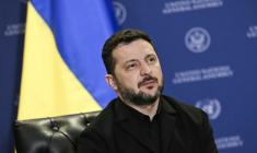Volodymyr Zelensky à New York, aux États-Unis, le 22 septembre 2026. ( AFP / BRENDAN SMIALOWSKI )