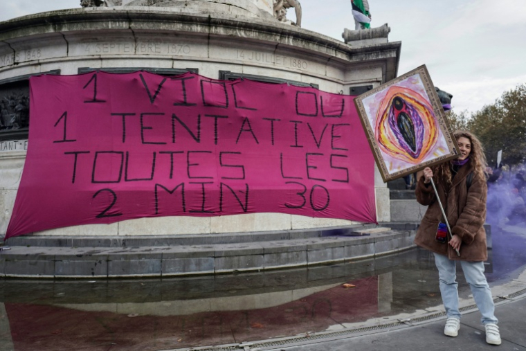 Manifestation à Paris contre les violences faites aux femmes le 23 novembre 2024 ( AFP / STEPHANE DE SAKUTIN )