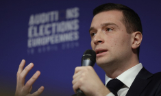 Jordan Bardella à Paris, le 18 avril 2024. ( AFP / GEOFFROY VAN DER HASSELT )