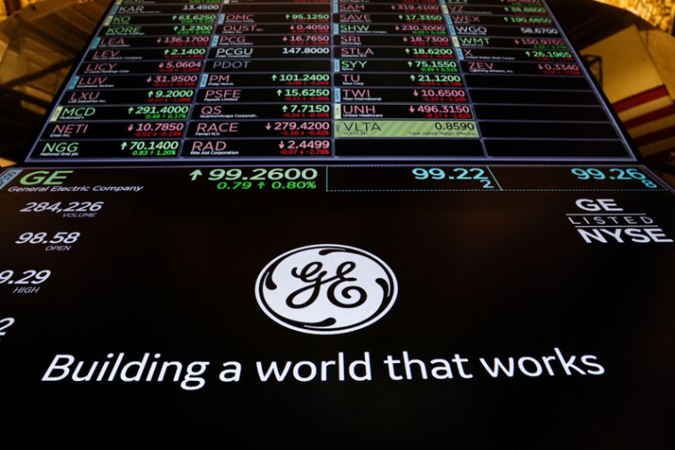 Le logo de General Electric à la Bourse de New York