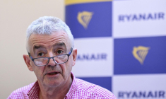 Michael O'Leary, directeur général de Ryanair, à Lisbonne le 5 février 2025. ( AFP / PATRICIA DE MELO MOREIRA )