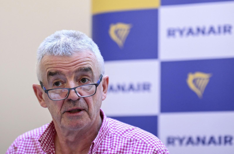 Michael O'Leary, directeur général de Ryanair, à Lisbonne le 5 février 2025. ( AFP / PATRICIA DE MELO MOREIRA )