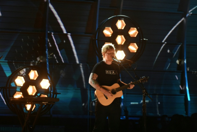 Ed Sheeran lors des Grammy Awards en 2017 à Los Angeles ( AFP / VALERIE MACON                        )