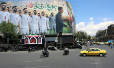 Une banderole en l'honneur de l'équipe iranienne de football en vue du Mondial-2026, à Téhéran, le 18 mai 2026 ( AFP / - )