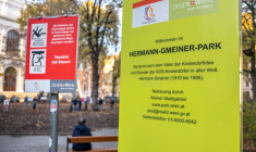 Un parc de Vienne, en Autriche, baptisé du nom du fondateur de SOS-Kinderdorf Hermann Gmeiner, le 4 novembre 2025. ( AFP / Joe Klamar )