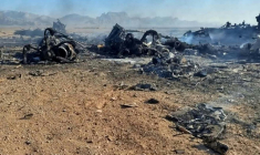 Cette photo distribuée par le site officiel des Gardiens de la Révolution, Sepah News, le 5 avril 2026, montre ce qu'il présente comme des débris d'un appareil américain abattu dans le centre de l'Iran  ( SEPAH NEWS / - )