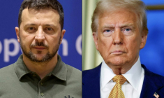 Montage réalisé le 8 août 2025 montrant le président ukrainien Volodymyr Zelensky (à gauche) et son homologue américain Donald Trump ( UKRAINIAN PRESIDENTIAL PRESS SERVICE / Handout )