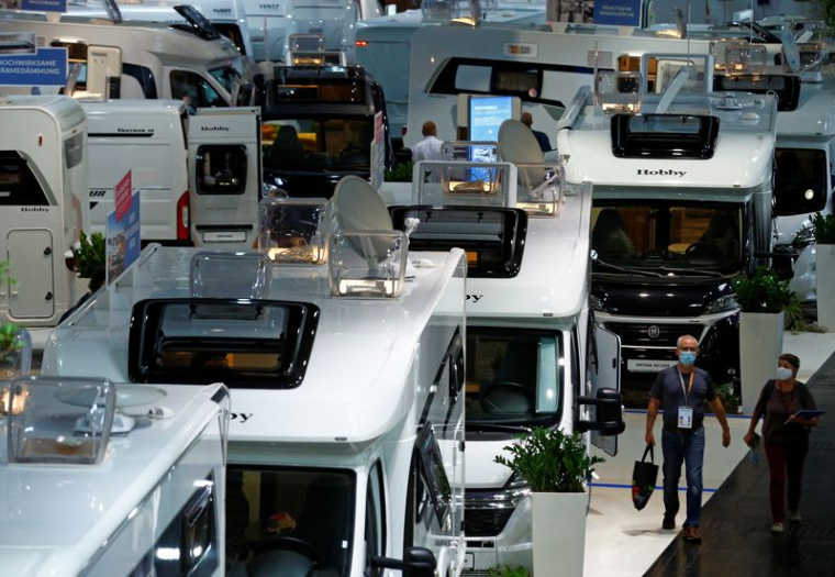 Le "Caravan Salon" dédié aux caravanes, camping-cars et au camping, à Düsseldorf, en Allemagne
