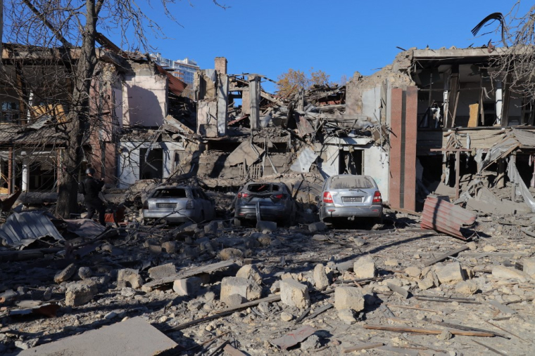 Un bâtiment détruit à Odessa, en Russie, le 25 novembre 2024. ( AFP / OLEKSANDR GIMANOV )