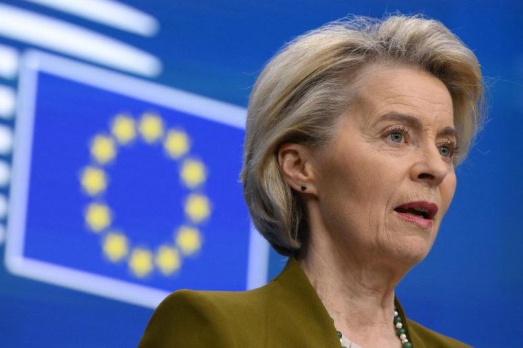 Ursula von der Leyen à Bruxelles, en Belgique, le 20 mars 2025. ( AFP / JOHN THYS )