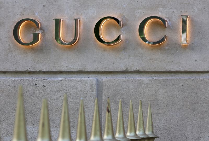 Un logo de la maison de couture Gucci, propriété de Kering