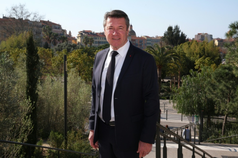 Le maire de Nice et candidat à sa réélection, Christian Estrosi, le 26 février 2026 à Nice, dans les Alpes-Maritimes ( AFP / Valery HACHE )