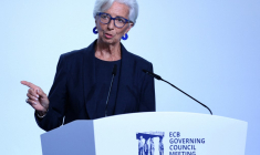 La présidente de la Banque centrale européenne, Christine Lagarde, le 26 octobre à Athènes. ( AFP / ARIS OIKONOMOU )
