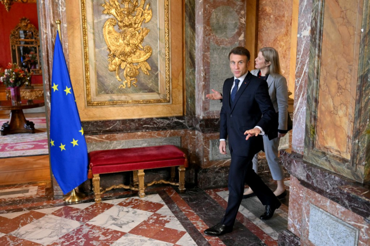 Emmanuel Macron à Bruxelles ce lundi 3 février 2025. ( POOL / NICOLAS TUCAT )
