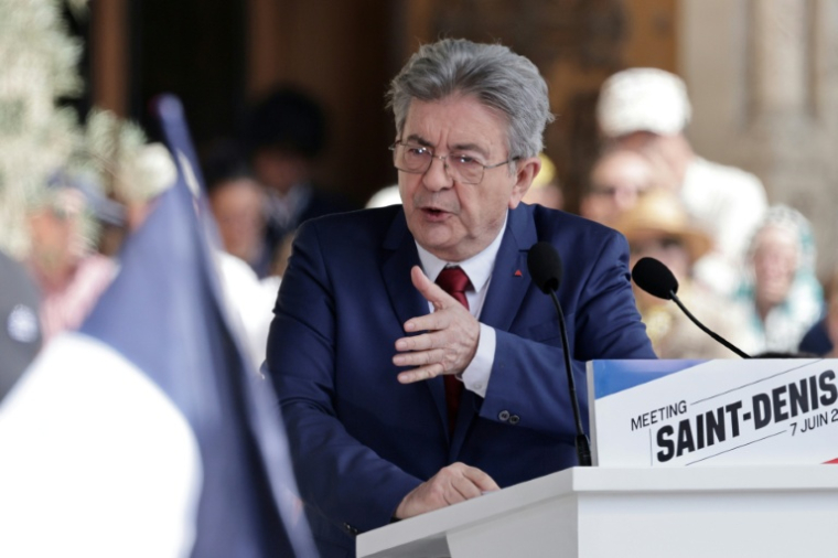 Le leader insoumis Jean-Luc Melenchon à Saint-Denis, au nord de Paris, le 7 juin 2026 ( AFP / STEPHANE DE SAKUTIN )