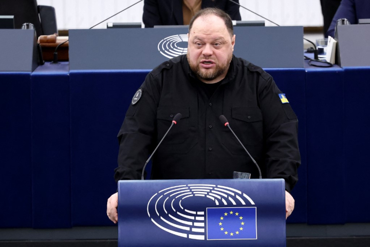 Rouslan Stefantchouk, au Parlement européen, le 11 février 2025 ( AFP / FREDERICK FLORIN )