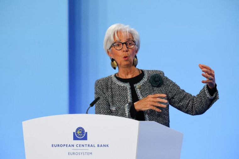 La présidente de la BCE, Christine Lagarde, au siège de la BCE à Francfort