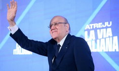 Najib Mikati, alors Premier ministre libanais, invité de la conférence annuelle du parti italien Fratelli d'Italia de la Première ministre Giorgia Meloni, Rome, le 14 décembre 2024 ( AFP / Filippo MONTEFORTE )