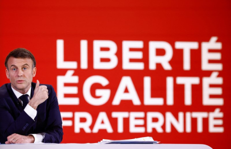 Emmanuel Macron lors d'une conférence de presse au palais de l'Élysée