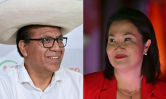 Montage d'images réalisé le 5 juin 2026 montrant la candidate de droite Keiko Fujimori et le candidat de gauche Roberto Sanchez, qui s'affronteront au second tour de l'élection présidentielle au Pérou ( AFP / Connie FRANCE )