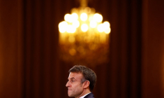 Emmanuel Macron lors d'une conférence de presse au palais de l'Élysée