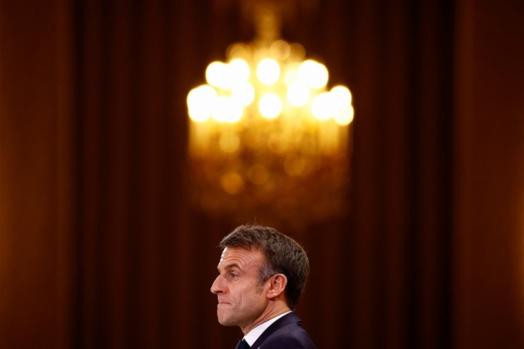Emmanuel Macron lors d'une conférence de presse au palais de l'Élysée