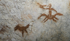 Image fournie par Maxime Aubert de l'université Griffith le 21 janvier 2026 de peintures rupestres préhistoriques découvertes sur l'île de Sulawesi, en Indonésie ( GRIFFITH UNIVERSITY / Maxime AUBERT )