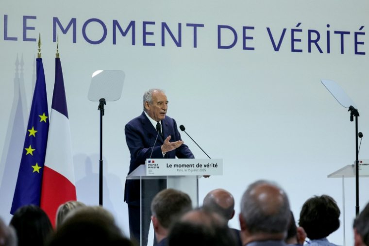 Le Premier ministre François Bayrou dévoile les grandes lignes du budget 2026 de la France, à Paris le 15 juillet 2025 ( AFP / Thomas SAMSON )