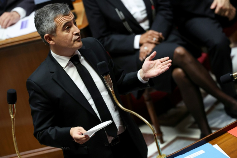Le ministre de la Justice, Gérald Darmanin à l'Assemblée nationale, le 21 octobre 2025 à Paris ( AFP / Anne-Christine POUJOULAT )