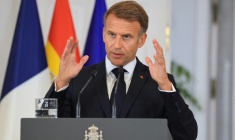 Le président français Emmanuel Macron au palais de la Moncloa à Madrid, le 30 septembre 2026 ( AFP / Ludovic MARIN )