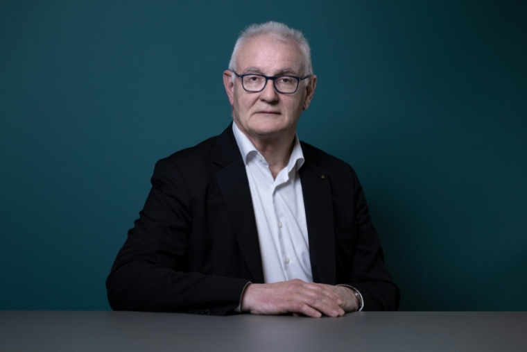 Daniel Baal, président de Crédit Mutuel Alliance fédérale, le 3 avril 2024 à Paris. ( AFP / JOEL SAGET )