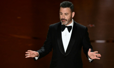 L'humoriste et l'animateur de télévision Jimmy Kimmel lors de la 96e cérémonie des Oscars, à Hollywood, en Californie, aux Etats-Unis, le 10 mars 2024 ( AFP / Patrick T. Fallon )