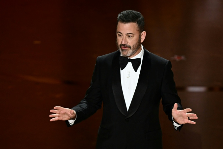 L'humoriste et l'animateur de télévision Jimmy Kimmel lors de la 96e cérémonie des Oscars, à Hollywood, en Californie, aux Etats-Unis, le 10 mars 2024 ( AFP / Patrick T. Fallon )
