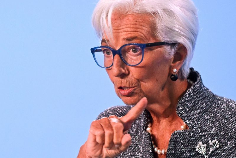 Christine Lagarde, présidente de la Banque centrale européenne (BCE), après la réunion de politique monétaire à Francfort