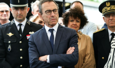 Le ministre de l'Intérieur Bruno Retailleau en visite à Condecourt (Val d'Oise) le 23 juillet 2025 cONDCOURT  ( AFP / Thomas SAMSON )