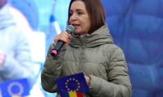 La présidente moldave Maia Sandu lors d'un rassemblement à Chisinau