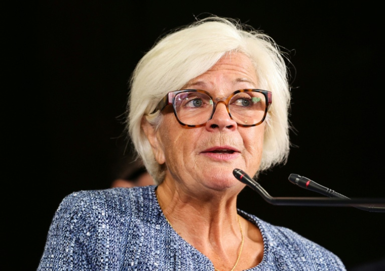 La ministre française des Armées, Catherine Vautrin, prononce un discours à Châlons-en-Champagne, dans le nord-est de la France, le 28 août 2026 ( AFP / Francois LO PRESTI )